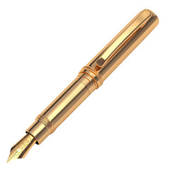 Naklejka premium Gold Fountain Pen on White Background. isolated on transparent background