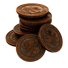 Stack of Fantasy Coins. isolated on transparent background