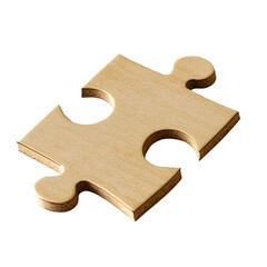 Fototapeta premium Single Wooden Puzzle Piece isolated on transparent background