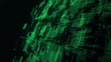 Abstract techno background. 3d technological composition. Information technology concept. Digital cyberspace with particles. 3d vector illustration.