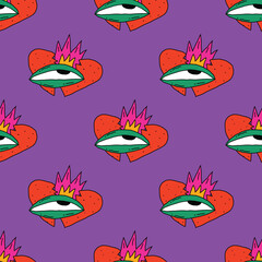 square seamless pattern -sinister eyes for Halloween.Devil eyes in 1970s psychedelic style.Groovy and funky print ornament.A look from a horror movie. Mystical esoteric eye.Witches,astrology and tarot
