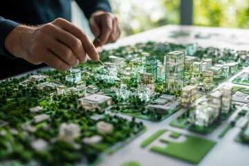 Fototapeta premium Urban Planning Model with Detailed Architectural Features