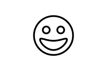 Grinning face emoji in line art. Emoticon icon vector.