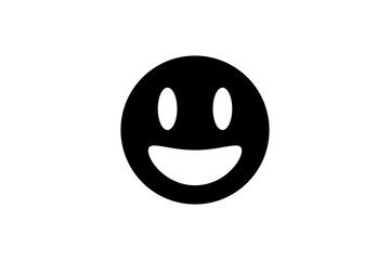 Smiley face emoji in black. Emoticon icon vector.