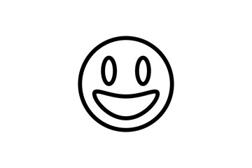 Smiley face emoji in line art. Emoticon icon vector.