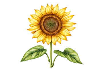 Fototapeta premium Sunflower with vibrant yellow petals isolated on transparent background.