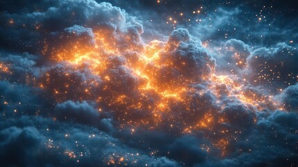 Naklejka premium clouds filled with innovative technology elements like gears and circuits creating a visually striking background that enhances techrelated content perfect for digital publishers