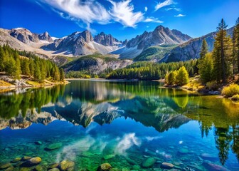 Scenic Horseshoe Lake in Mono County, California Surrounded by Majestic Mountains and Clear Skies
