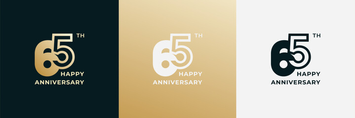 Logo 65th, 65 years anniversary, Creative design template for celebration, birthday and invitation. Editable file
