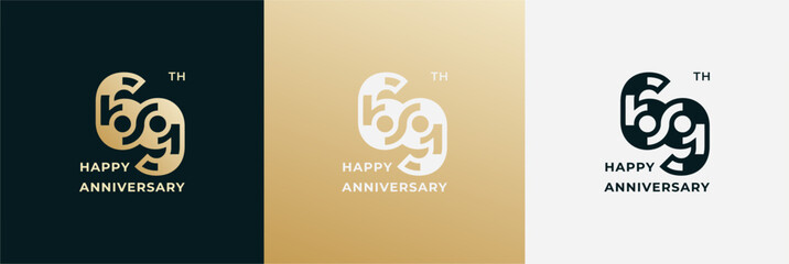 Logo 69th, 69 years anniversary, design template for celebration, birthday, greeting and invitation. Editable file