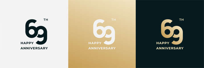 Logo 69th, 69 years anniversary, Creative design for celebration, birthday, greeting and invitation. Editable file © ahmadfaiz