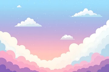 Fototapeta premium Pastel Sky Background with Fluffy Clouds, Dreamy, Soft, and Magical