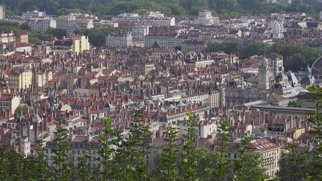 View of the old town city of Lyon, France