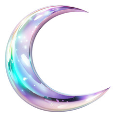 PNG Crescent moon iridescent nature night white background.