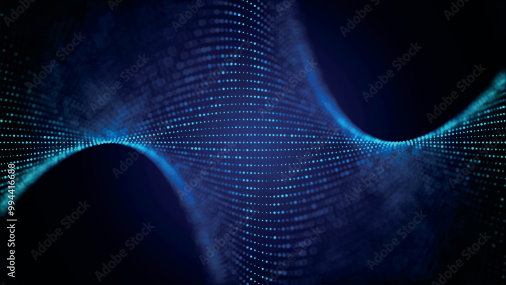 Poster digital technology background. wave of glowing points. futuristic background for presentation design