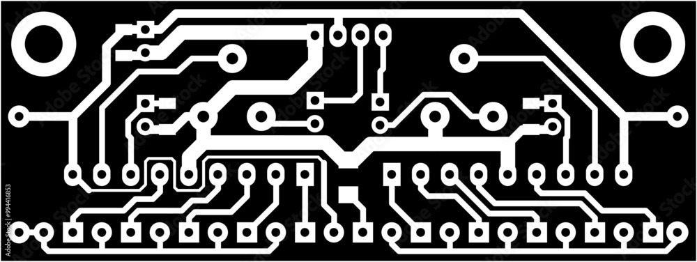 Poster Tracing conductors of printed circuit board
of electronic device. Vector engineering 
drawing of pcb. Electric background.
Computer technic cad design.