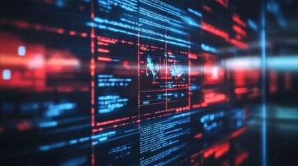 Dynamic patterns and glowing lines illustrate the flow of data and information across a digital interface, showcasing modern technology's intricacies and connectivity
