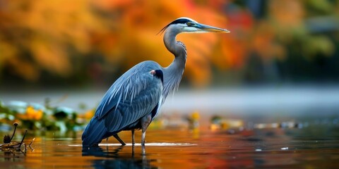 Naklejka premium Great Blue Heron in Autumn