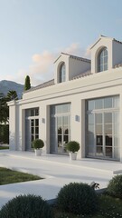 Obraz premium Modern Mediterranean Villa with Mountain Views