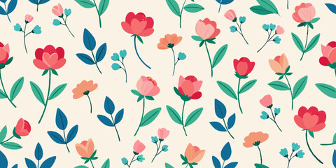 Seamless pattern with watercolor flowers