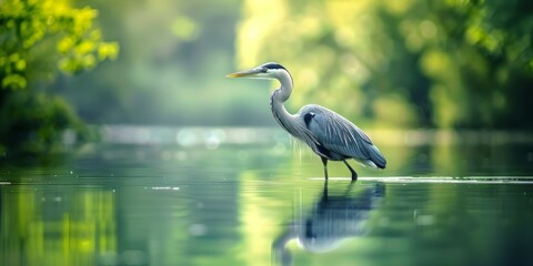Naklejka premium Grey Heron by the Water's Edge