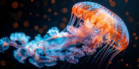 Fototapeta premium The Bioluminescent Glow of a Jellyfish