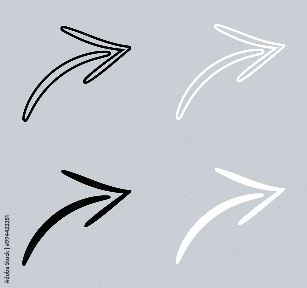 Poster set of curved arrow icon. arrow pointer icon sign symbol in trendy flat style. arrow right vector ic