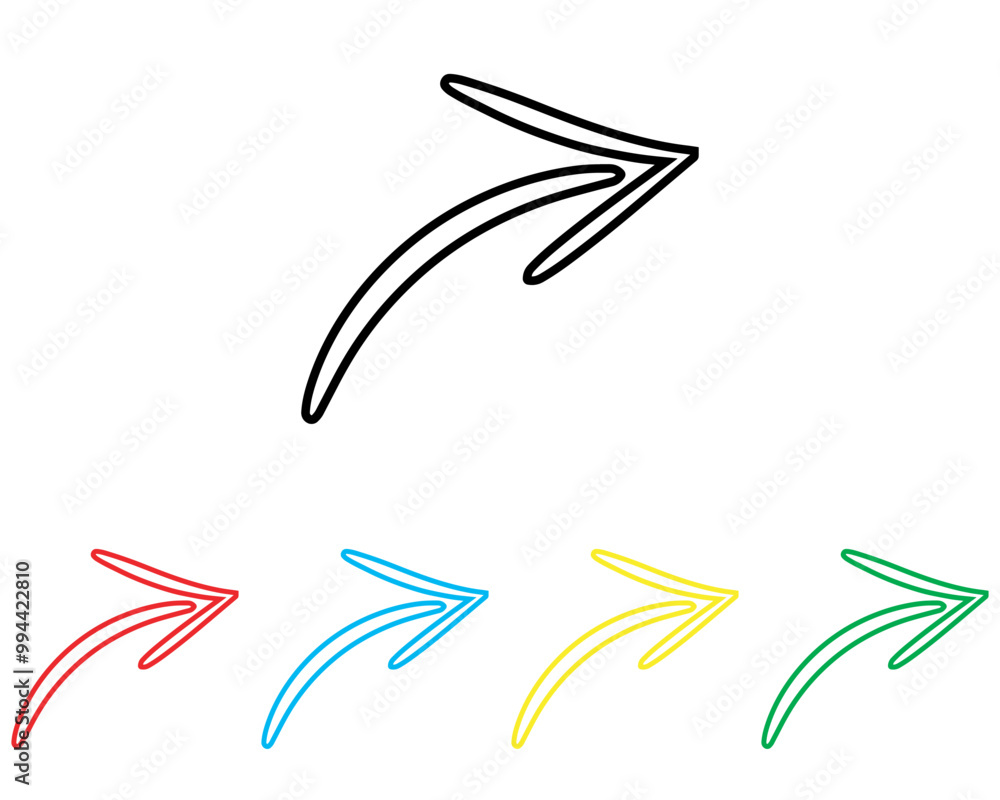 Aufkleber curved arrow icon vector. arrow pointer icon sign symbol in trendy flat style. set elements in color