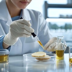 A scientist or lab technician conducting a starch test in a modern laboratory