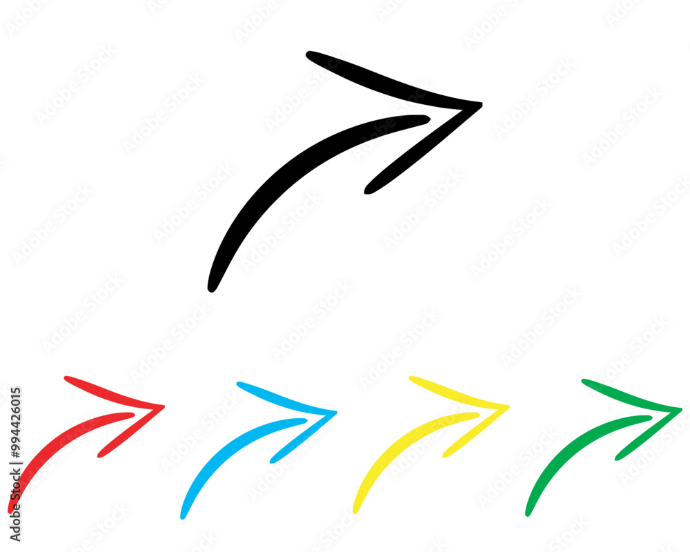 Poster curved arrow icon vector. arrow pointer icon sign symbol in trendy flat style. set elements in color