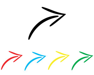 Curved arrow icon vector. Arrow pointer icon sign symbol in trendy flat style. Set elements in colored icons. Arrow right vector icon illustration isolated on white background