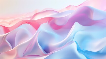 Ethereal silk-like waves of pastel colors glitter under soft light, creating a dreamlike and serene...