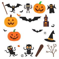 Obraz premium Flat halloween element collection on white background AI generated