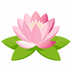 Pink lotus flower isolated on white background. Vector cartoon flat illustration. stock illustration