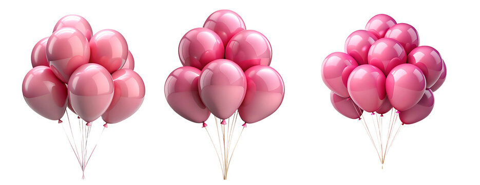 Fototapeta set of pink balloons isolated on transparent background