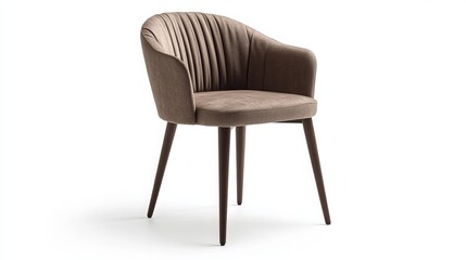 Dining chair photographed from a unique perspective to showcase its design. The chair is isolated against a white background, allowing for clear observation of its features and upholstery. 