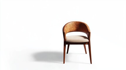 Dining chair photographed from a unique perspective to showcase its design. The chair is isolated against a white background, allowing for clear observation of its features and upholstery. 