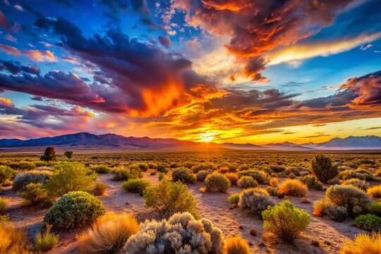 Serene Landscape of Fallon Nevada Featuring Stunning Desert Scenery and Vast Open Skies at Sunset
