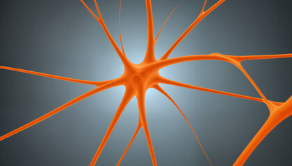 Orange neuron in a laboratory setting,wallpaper art, graphic resources