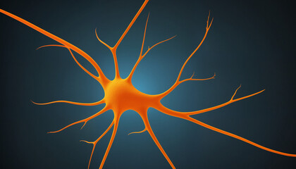 Orange neuron in a laboratory setting,wallpaper art, graphic resources