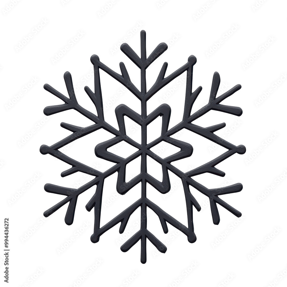 Poster black geometric snowflake ornament design with clean lines and sharp edges. a modern and minimalisti