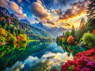 Naklejka premium Serene Nature Computer Wallpaper - High Definition Desktop Background for Nature Lovers and Enthusiasts