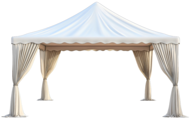 Isolated canopy tent for outdoor events, pop up marquee shelter, white wedding party pavilion template, exhibition stand display design, folding beach gazebo with blank sides