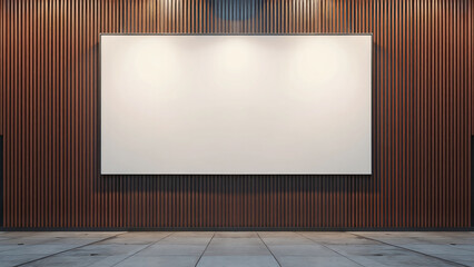 Blank Billboard on Wooden Wall