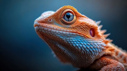 Fototapeta premium Close-up of Colorful Reptile with Unique Eye Features