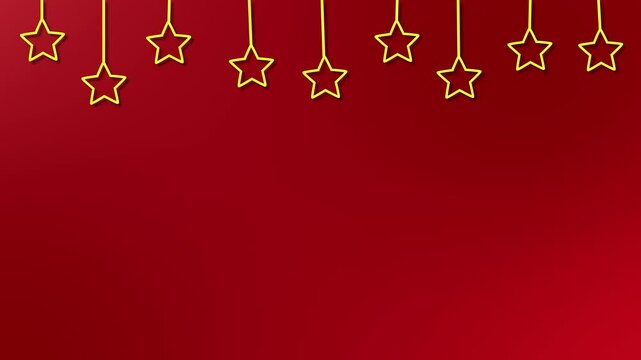 animation of yellow stars on red background, christmas background