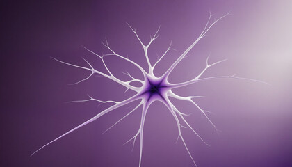 Purple neurons up close, detailed, wallpaper of biology or artificial intelligence, colorful