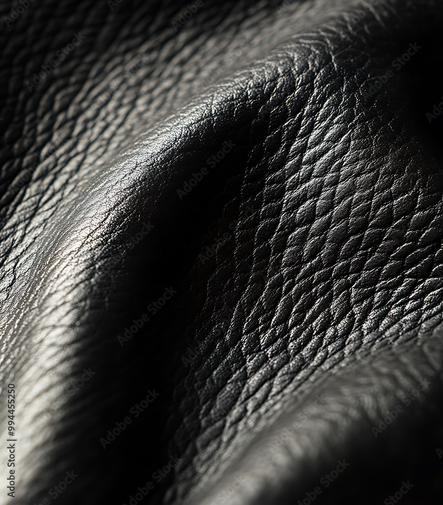 Poster close up textured black leather with subtle light and shadow. abstract background for design and web