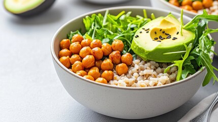 Healthy Grain Bowl with Avocado and Chickpeas