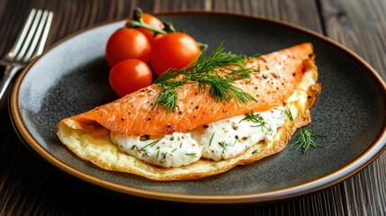 Delicious Salmon Omelette with Cherry Tomatoes